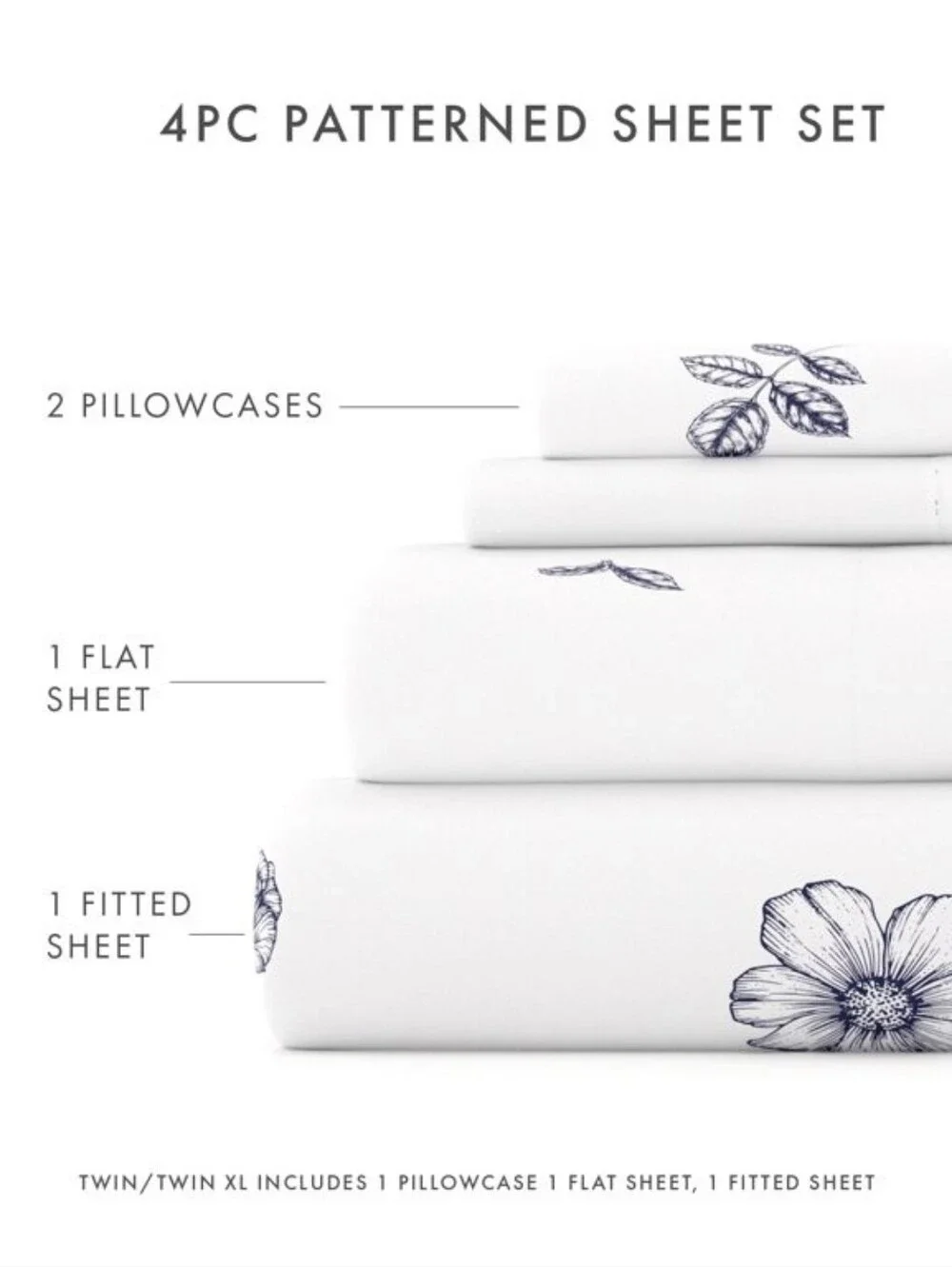 Home Collections Premium Ultra Soft Indigo Flowers Cal King  Sheet Set